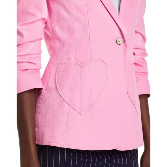 425$ Cinq à Sept Louisa Heart Embroidery Blazer Jacket Size 4 Flamingo Pink - Picture 5 of 6
